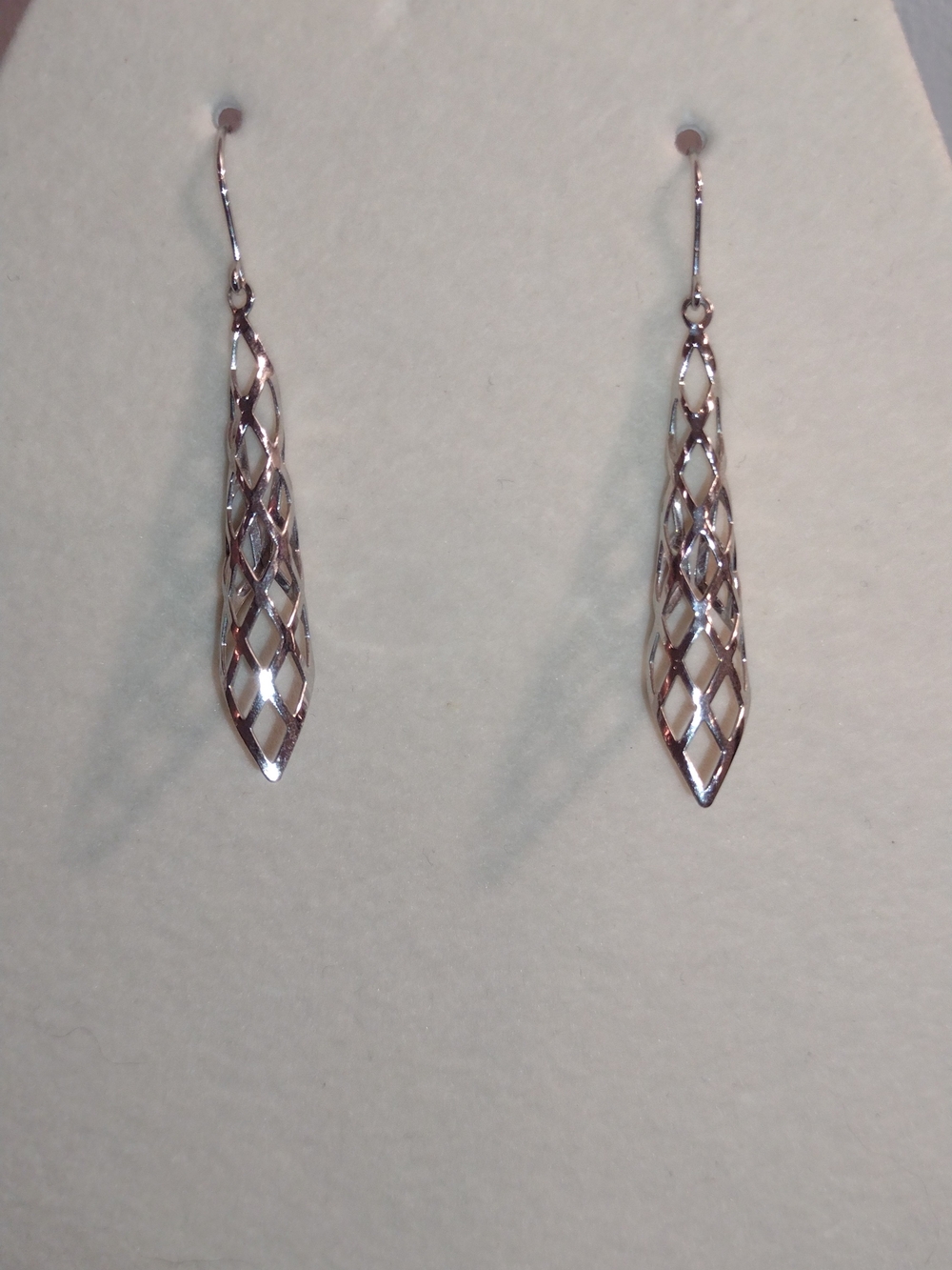 Sterling Silver Lattice Drop Earrings - Women Jewelry - Picture 2 of 5
